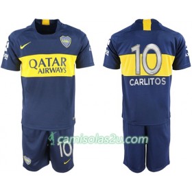 Camisolas de Futebol Boca Juniors Carlitos 10 Criança Equipamento Principal 2018/19 Manga Curta